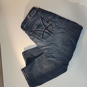 KUT FROM THE KLOTH Straight Leg Midwash Embroidered Pocket Jeans